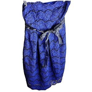 Eva Franco Anthropologie Strapless Crocheted Lace Dress Blue Size 2 Nwt